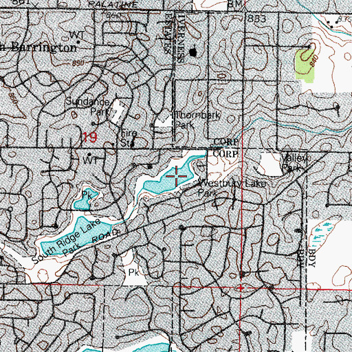 Topographic Map of Westbury Lake Park, IL
