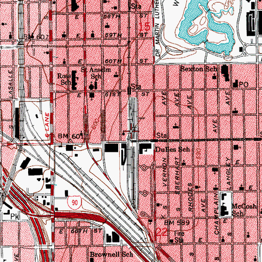 Topographic Map of White City Amusement Park, IL