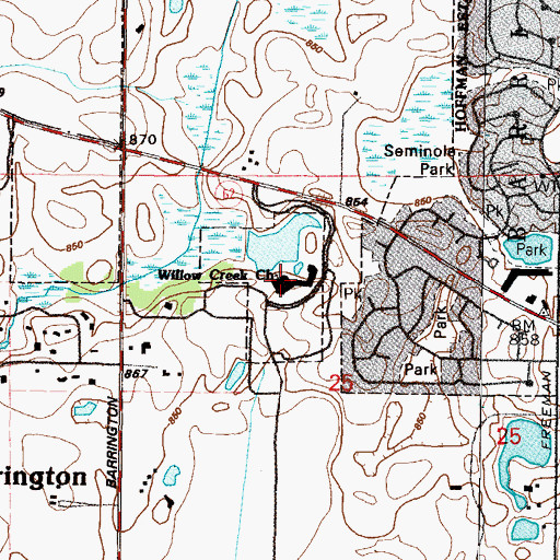 Topographic Map of Willow Creek Church, IL