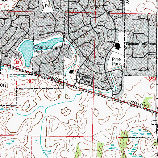 Topographic Map of Willow Park, IL