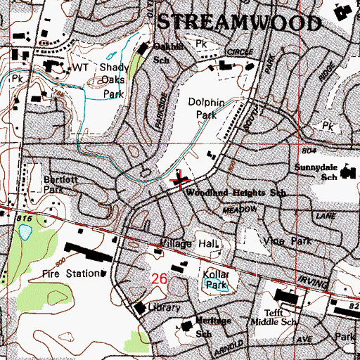 Topographic Map of Woodland Heights Elementary School, IL