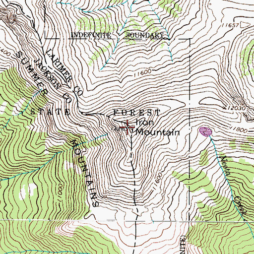 Topographic Map of Iron Mountain, CO