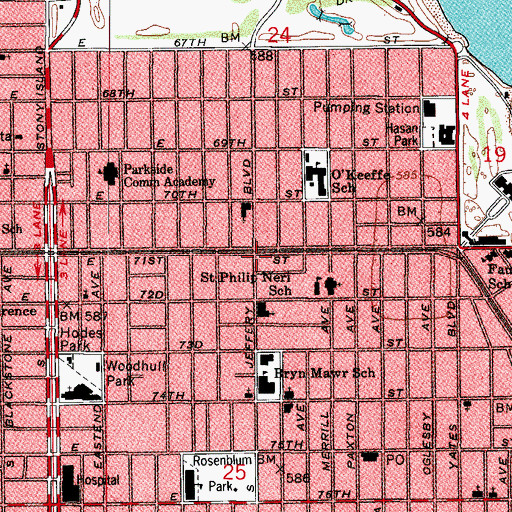 Topographic Map of South Kenwood Station, IL