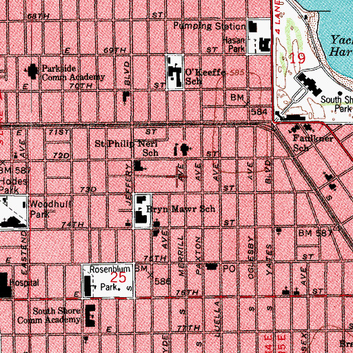Topographic Map of Aquinas Dominical High School, IL