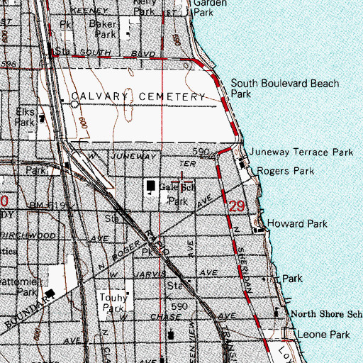 Topographic Map of Howard District, IL