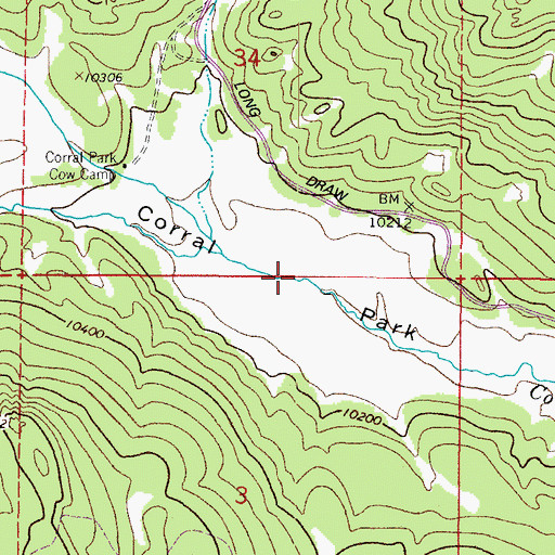 Topographic Map of Corral Park, CO