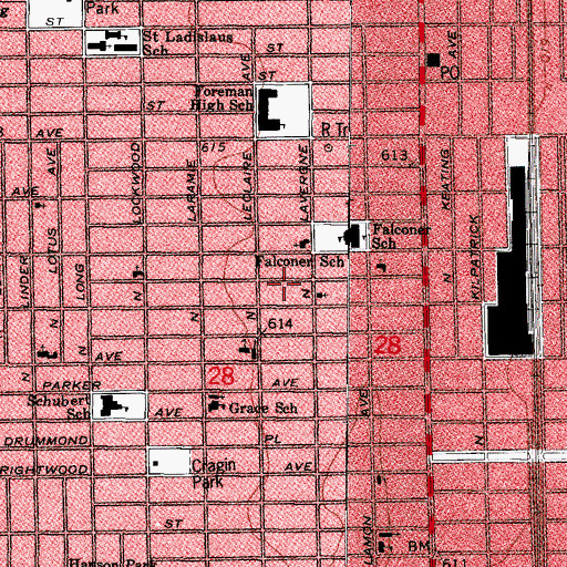 Topographic Map of Belmont Park, IL