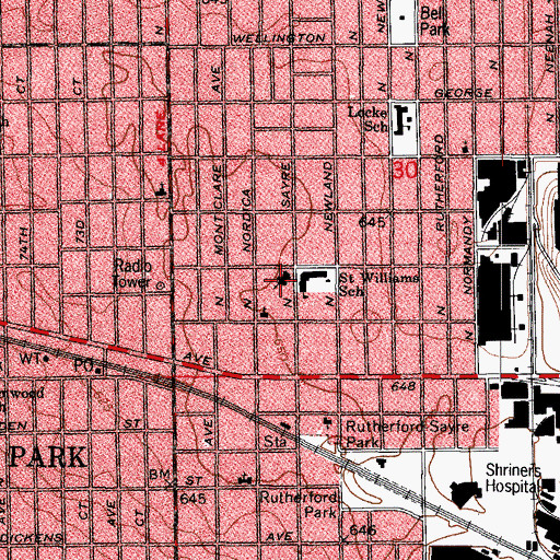 Topographic Map of Saint Williams Church, IL