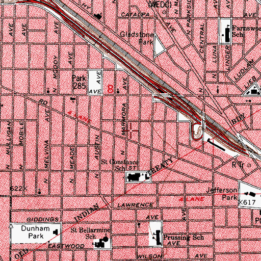 Topographic Map of Colonial Gardens, IL