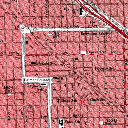 Topographic Map of Logan Square, IL