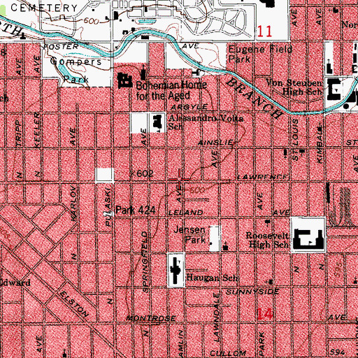 Topographic Map of Albany Park, IL