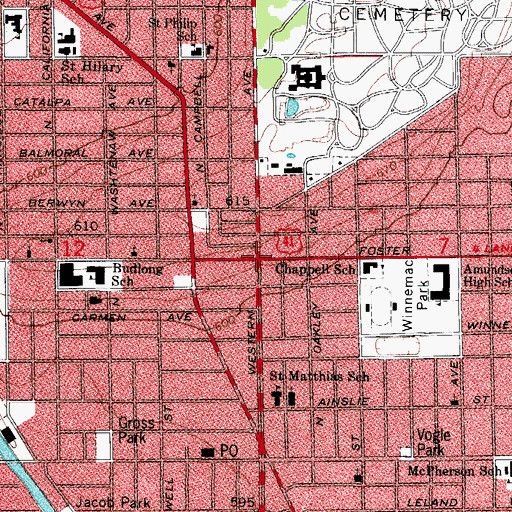 Topographic Map of Lincoln Square (historical), IL