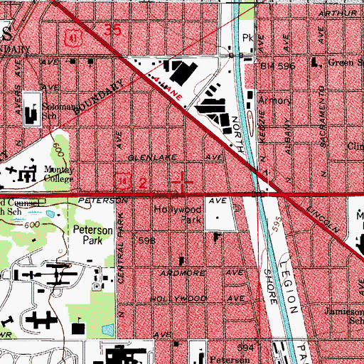 Topographic Map of Lincoln Village Shopping Center, IL