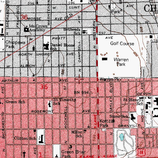 Topographic Map of West Ridge, IL