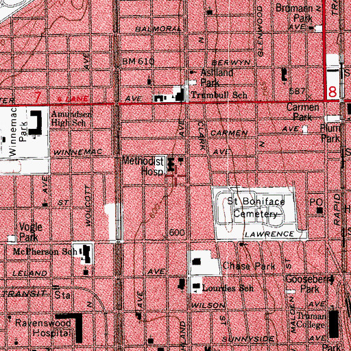 Topographic Map of Winnemac, IL