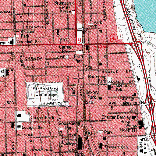 Topographic Map of South Edgewater, IL
