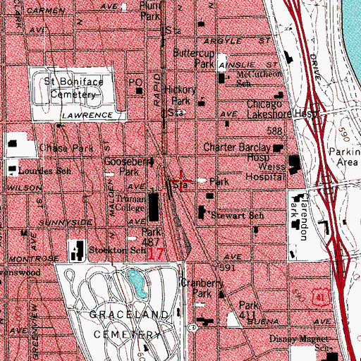 Topographic Map of Cedar Lawn, IL