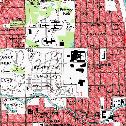 Topographic Map of North Park, IL