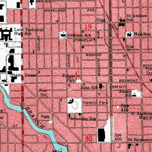 Topographic Map of Hamlin Park, IL