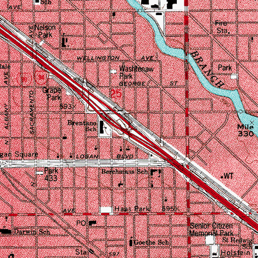 Topographic Map of Maplewood Station, IL