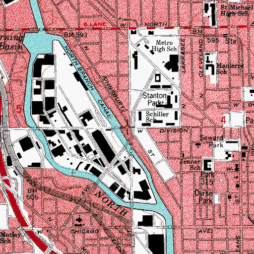 Topographic Map of Fifty Acres, IL