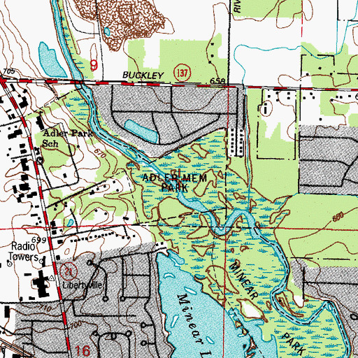 Topographic Map of Adler Memorial Park, IL