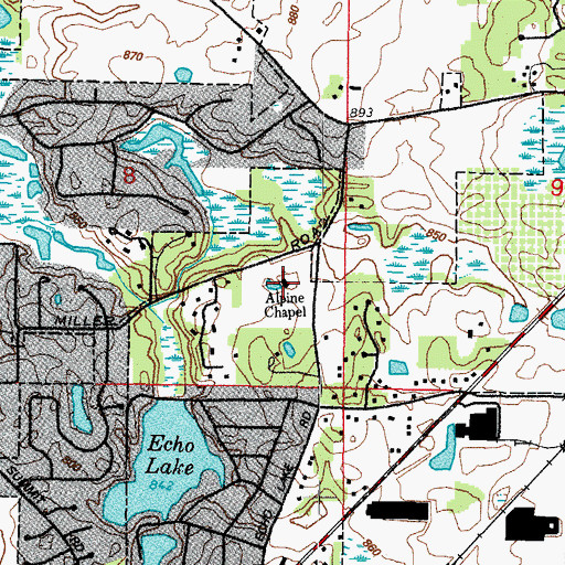 Topographic Map of Alpine Chapel, IL