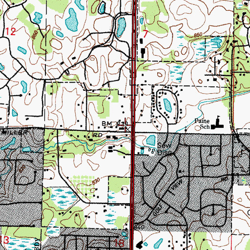 Topographic Map of Bennett School (historical), IL
