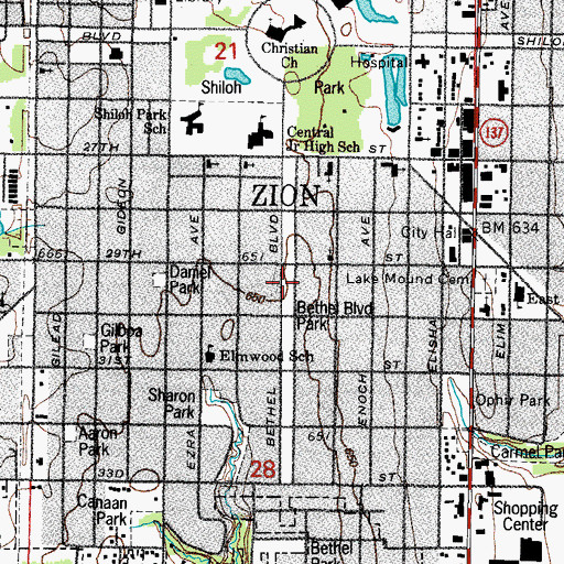 Topographic Map of Bethel Boulevard Park, IL