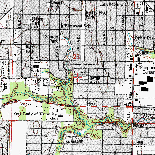 Topographic Map of Bethel Park, IL