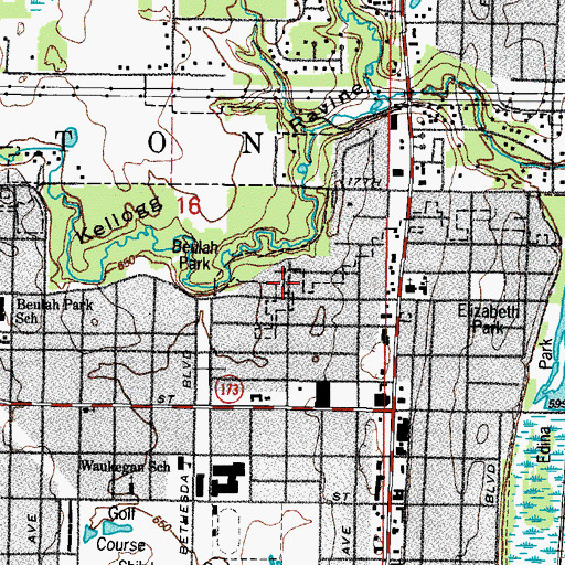 Topographic Map of Beulah Park, IL