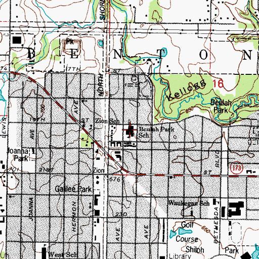 Topographic Map of Beulah Park Elementary School, IL