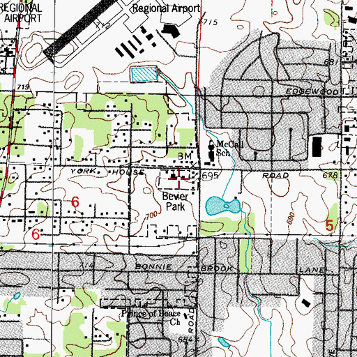 Topographic Map of Bevier Park, IL