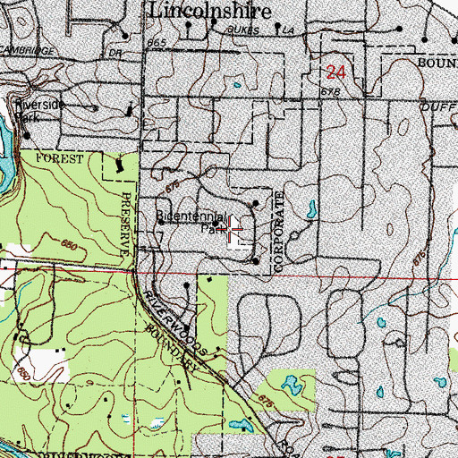Topographic Map of Bicentennial Park, IL