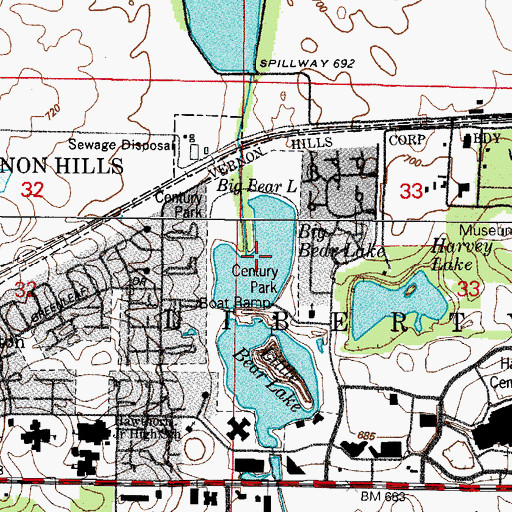 Topographic Map of Big Bear Lake, IL