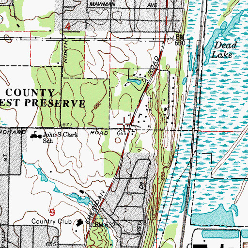 Topographic Map of Blanchard School (historical), IL