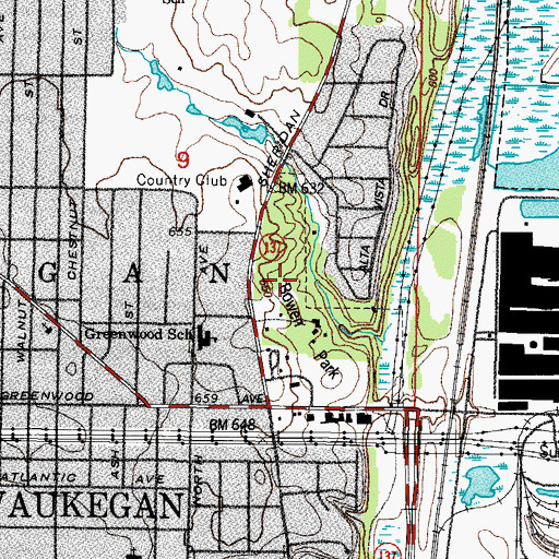 Topographic Map of Bowen Park, IL