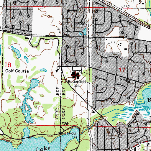 Topographic Map of Butterfield School, IL