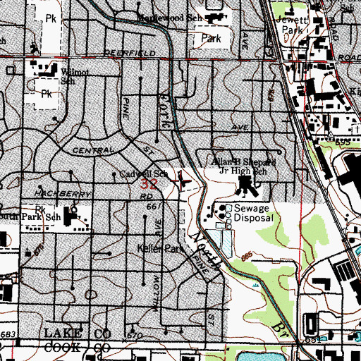 Topographic Map of Cadwell School, IL