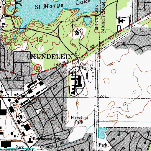 Topographic Map of Carmel High School, IL