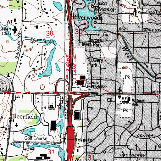 Topographic Map of Charles J Caruso Middle School, IL