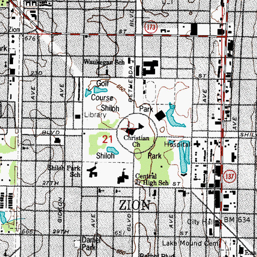 Topographic Map of Christian Church, IL