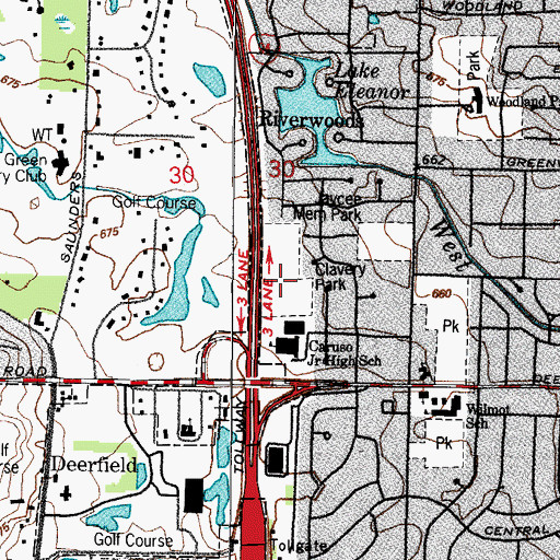 Topographic Map of Clavery Park, IL