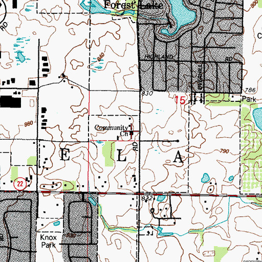 Topographic Map of Lake Zurich Community Church, IL
