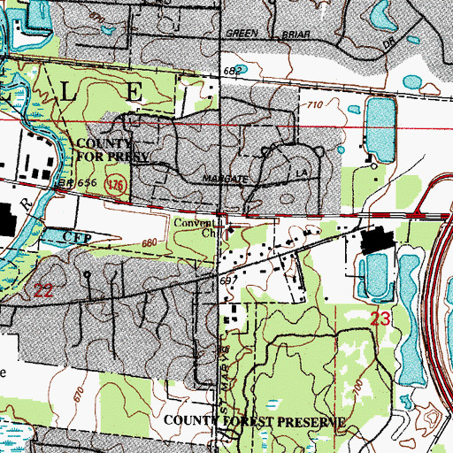 Topographic Map of Convent Church, IL