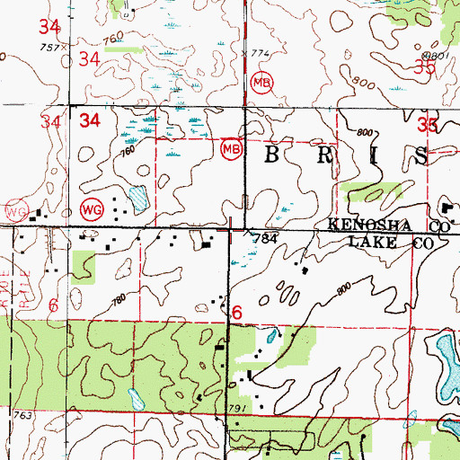Topographic Map of Crawford Corners, IL