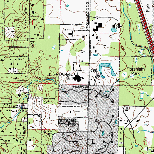Topographic Map of Daniel Wright Junior High School, IL