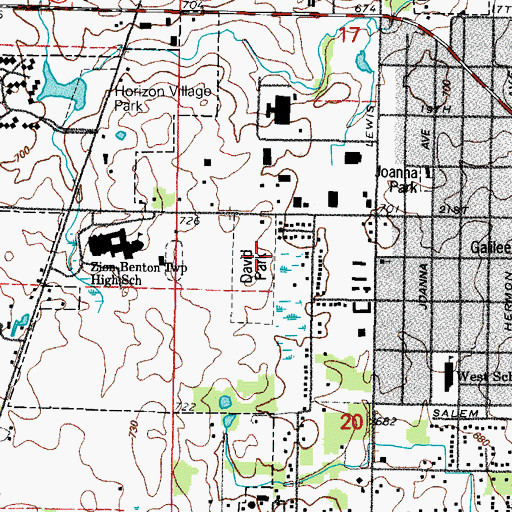 Topographic Map of David Park, IL