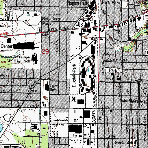 Topographic Map of Dugdale Park, IL