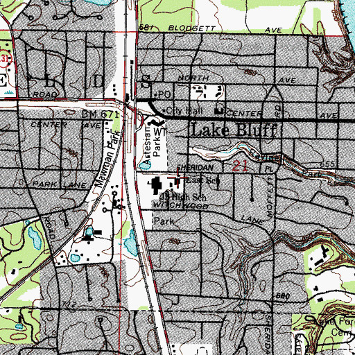 Topographic Map of East Elementary School, IL